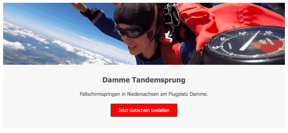 Niedersachsen Tandemsprung Damme Fallschirmspringen Geschenk Gutschein