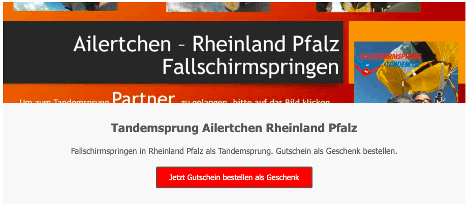 Tandem Fallschirmspringen Ailertchen Rheinland Pfalz Geschenk Gutschein
