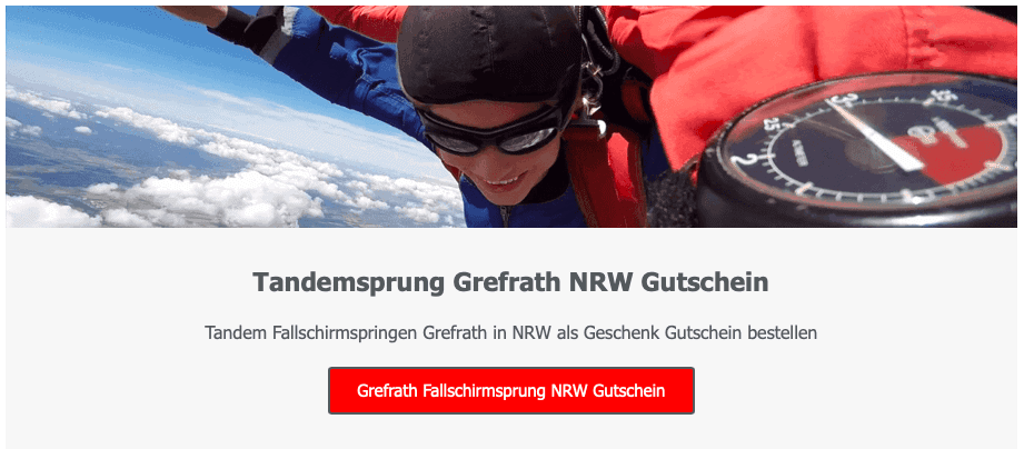Grefrath NRW Tandemsprung Gutschein Nordrhein Westfalen Fallschirmspringen
