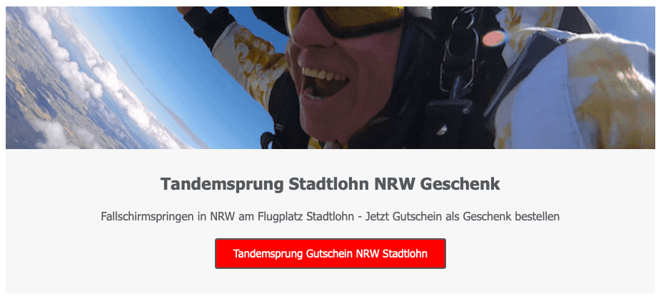 Stadtlohn Tandemsprung Geschenk Gutschein Fallschirmspringen NRW Flugplatz Nordrhein Westfalen