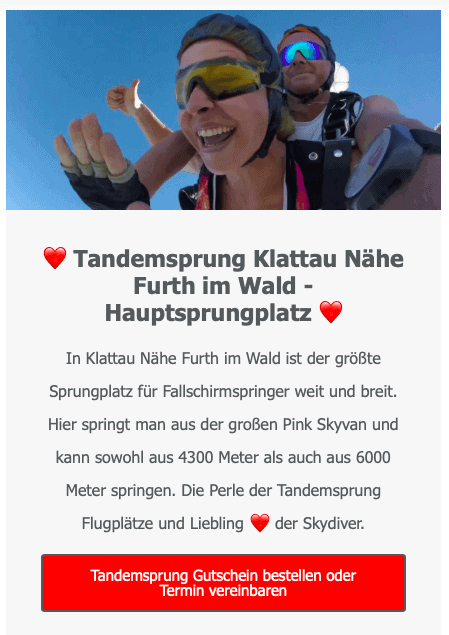 Klattau Bayern Tandemsprung Geschenk Gutschein Fallschirmspringen Niederbayern