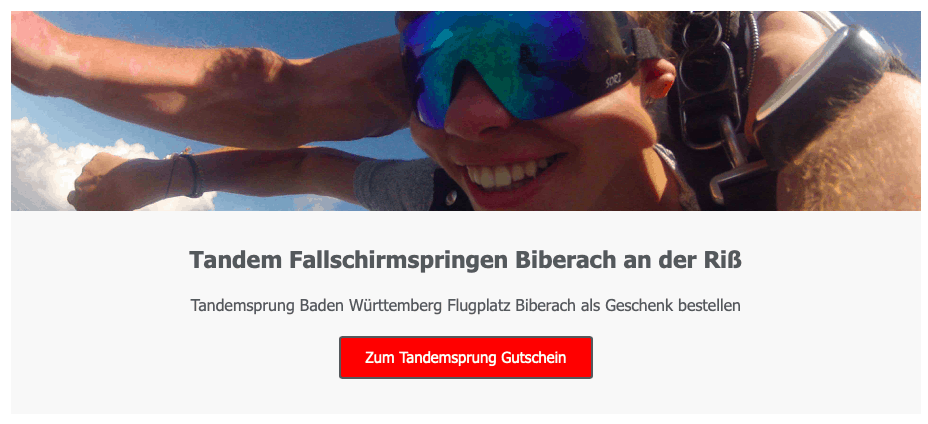 Biberach an der Riß in Baden Württemberg Tandemsprung Geschenk Gutschein Fallschirmspringen