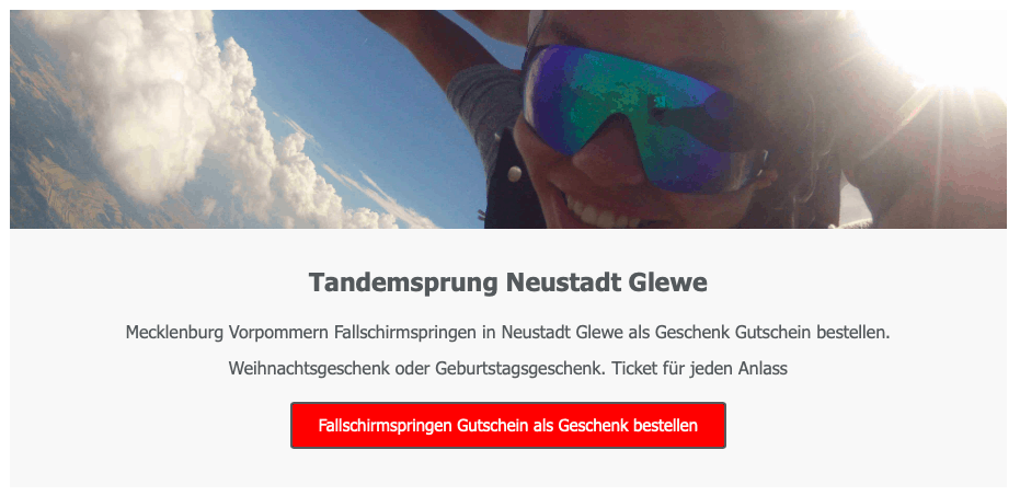 Neustadt Glewe Tandemsprung Mecklenburg Vorpommern Geschenk Gutschein