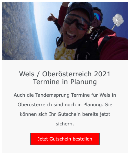 Oberösterreich Tandemsprung Wels Geschenk Gutschein Fallschirmspringen