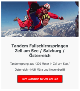Zell am See Tandem Fallschirmspringen Salzburg Österreich Tandemsprung Geschenk Gutschein