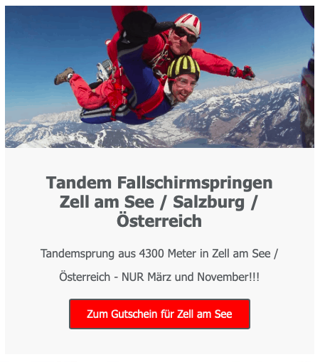Zell am See Tandem Fallschirmspringen Salzburg Österreich Tandemsprung Geschenk Gutschein