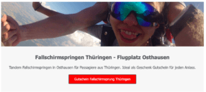 Thüringen Osthausen Tandemsprung Fallschirmspringen Geschenk Gutschein Flugplatz