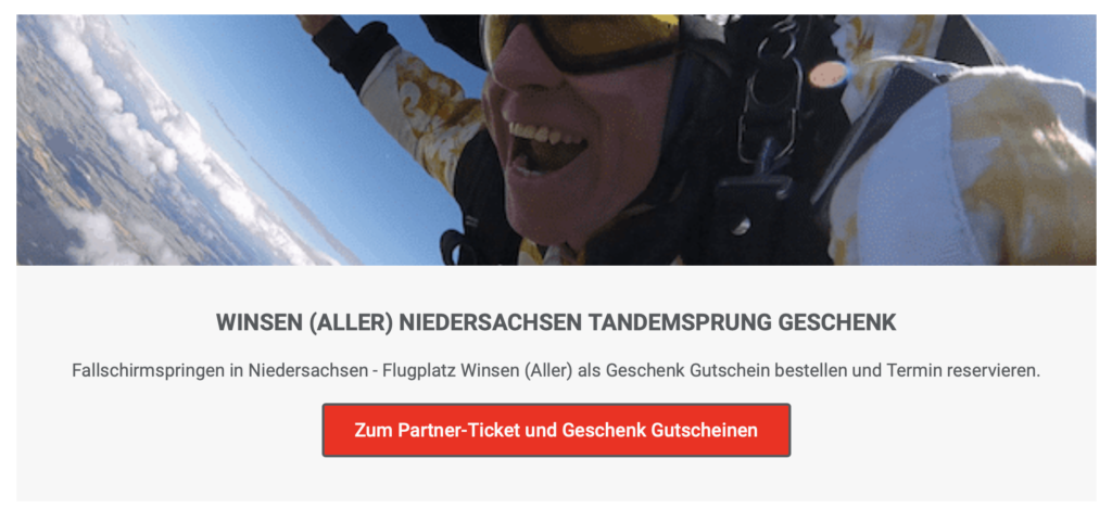 Niedersachsen Tandemsprung Winsen Aller Fallschirmspringen Geschenk Gutschein Flugplatz