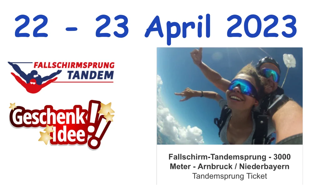Arnbruck Niederbayern Tandemsprung Fallschirmspringen Geschenk Gutschein Termine Reservierung